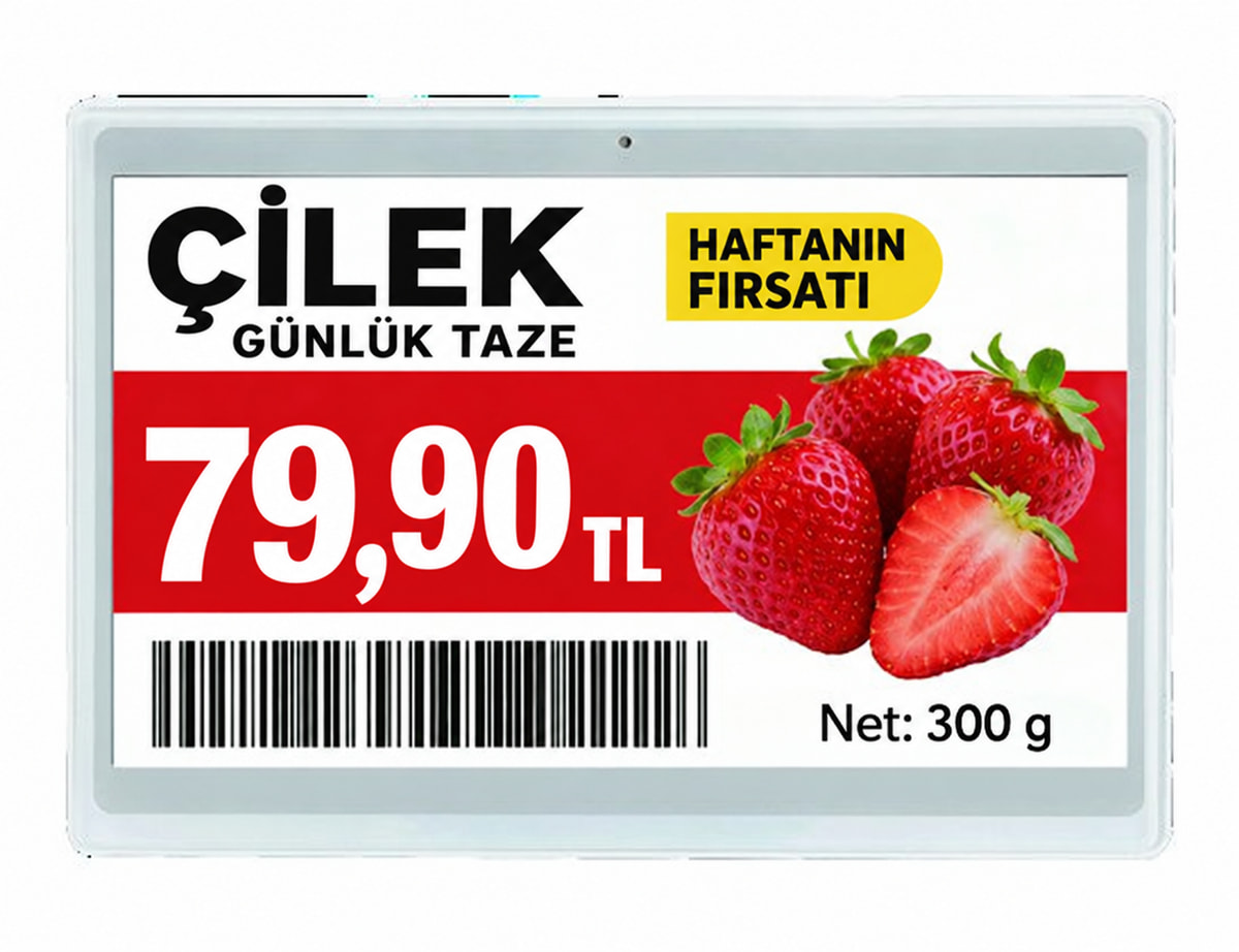 7.3″ beyaz elektronik raf etiketi